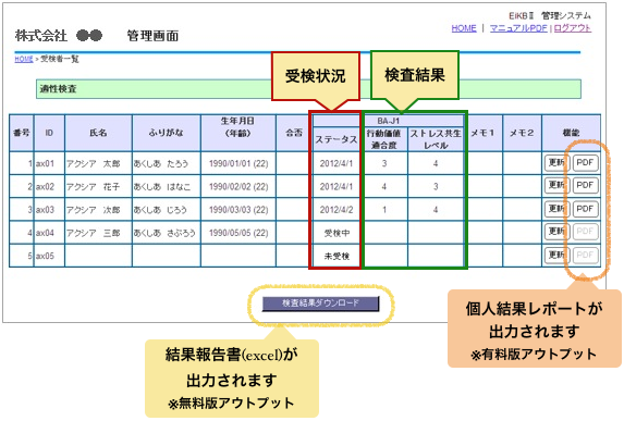 Web管理画面サンプル